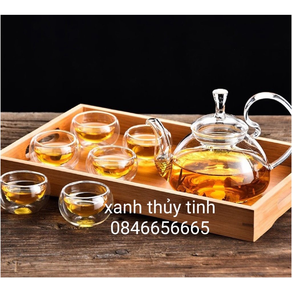 Bộ ấm chén thuỷ tinh pha trà (không kèm khay) AT7+BN2+CT2