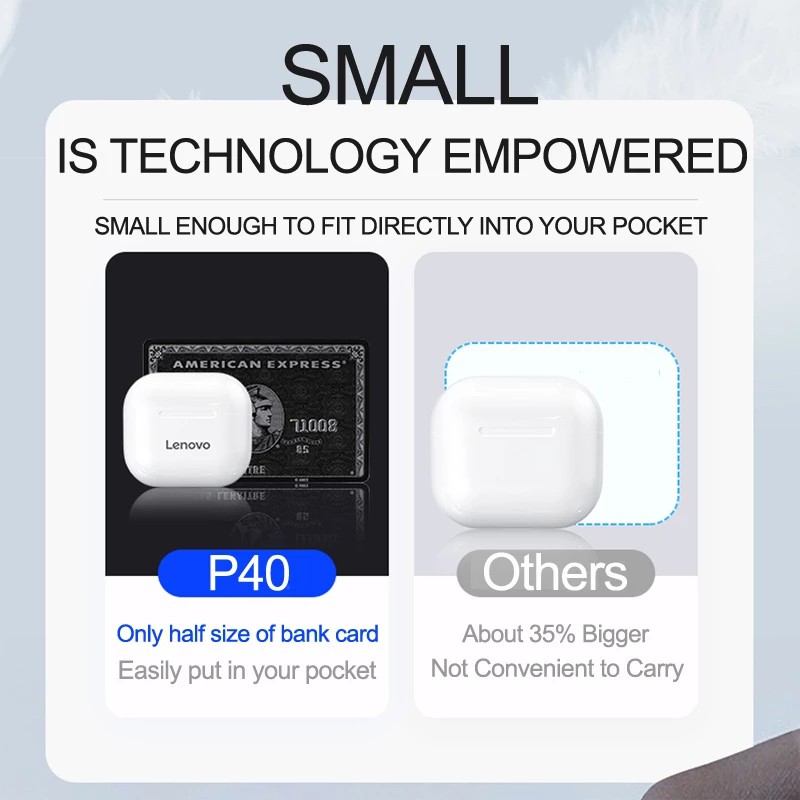 Tai nghe nhét tai không dây bluetooth thể thao TWS Lenovo Lp40 cho điện thoại Android