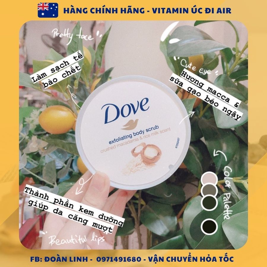 Tẩy da chết Dove Exfoliating Body Polish 225ml, Hàng chuẩn đi air, Bản Đức