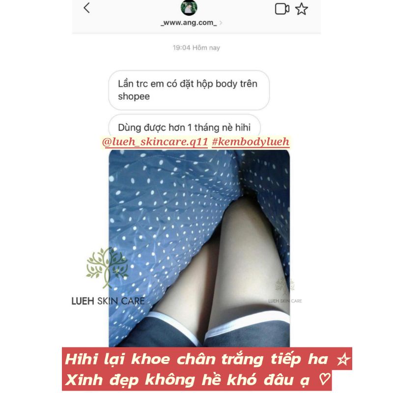 Body Cream LUEH — Kem dưỡng trắng body ban ngày_Bật tone, mềm mịn da, chống nắng SPF60+ PA+++