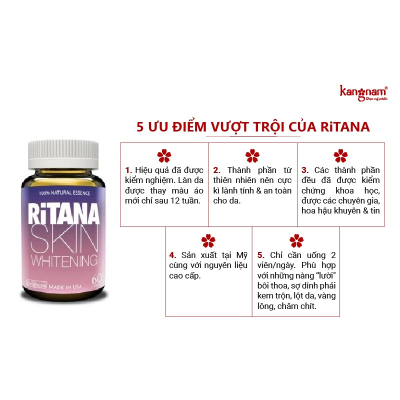 Viên uống trắng da Ritana 60 viên, viên uống chống nắng, giảm nám - Kaisa.vn | BigBuy360 - bigbuy360.vn