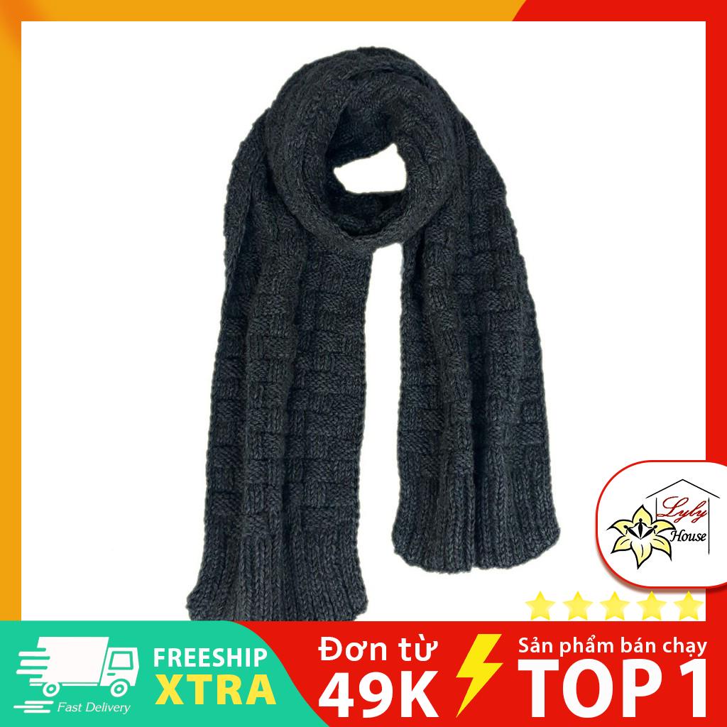 Khăn len đan tay lông chồn xuất khẩu màu xanh xám - KH192