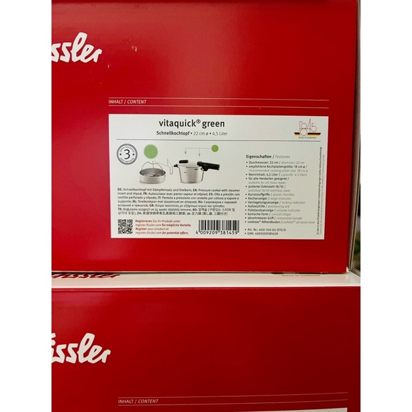 🇩🇪NỒI ÁP SUẤT CAO CẤP Fissler Vitaquick -kèm xửng hấp- made in Germany -sx tại Đức BỀN BỈ NẤU ĂN NGON-dung tich4.5L & 6L