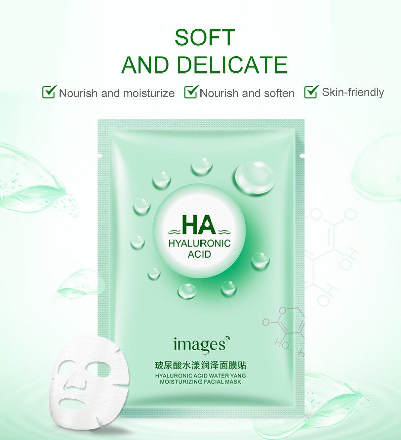 Image 1 Pcs Hyaluronic Acid Moisturizing Mask Moisturizing Oil Control Facial Mask Máscara Hidratante De Seda Ácido Hialurônico Firmador Anti-Rugas Clareador Hyaluronic Acid Pore Refining &amp; Moisturizing Essence Facial Mask