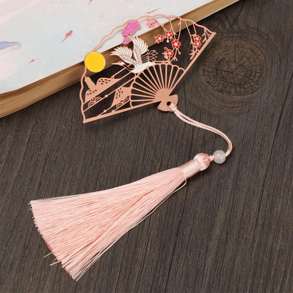 LAKAMIER Thẻ Đánh Dấu Trang Sách Bằng Đồng Thau Họa Tiết Hoa / Chim Hạc Kiểu Retro