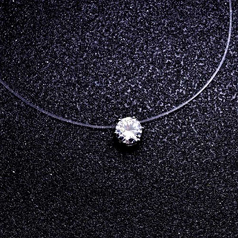 Vòng cổ dây kiểu câu cá vô hình đính đá zircon nhân tạo thời trang đơn giản