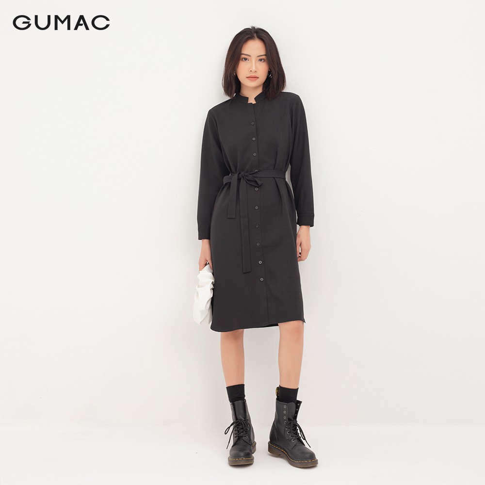 [Mã WABRGULUV giảm tới 100K đơn 249K] Đầm sơ mi nữ GUMAC cổ trụ, thiết kế công sở màu đen đủ size DA1241 | BigBuy360 - bigbuy360.vn
