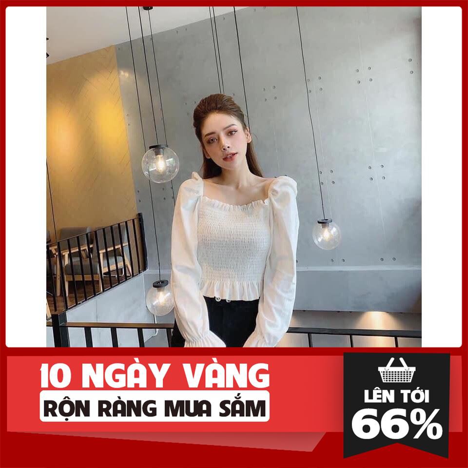 [ Big Sale ] áo nhung cổ vuông bo tay phong cách thời thượng thời trang format