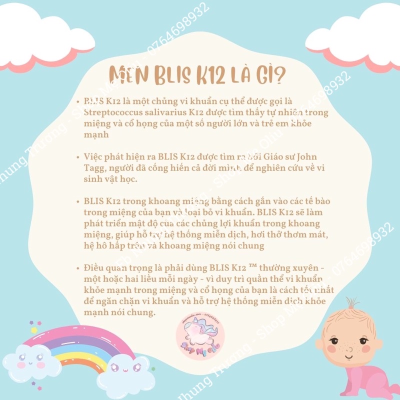 Men mũi họng Blis Probiotics hương vani date 08/2024