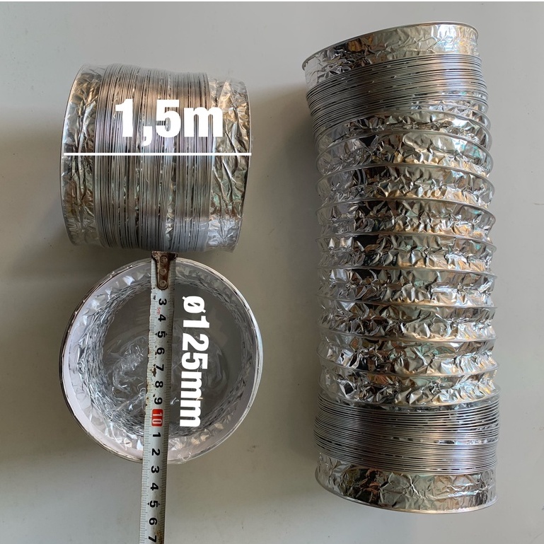 Ống dẫn gió mềm , ống nhôm nhún, ống bạc hút mùi , ống sun bạc Ø100, Ø125, Ø150, Ø200, Ø250 mm loại dày