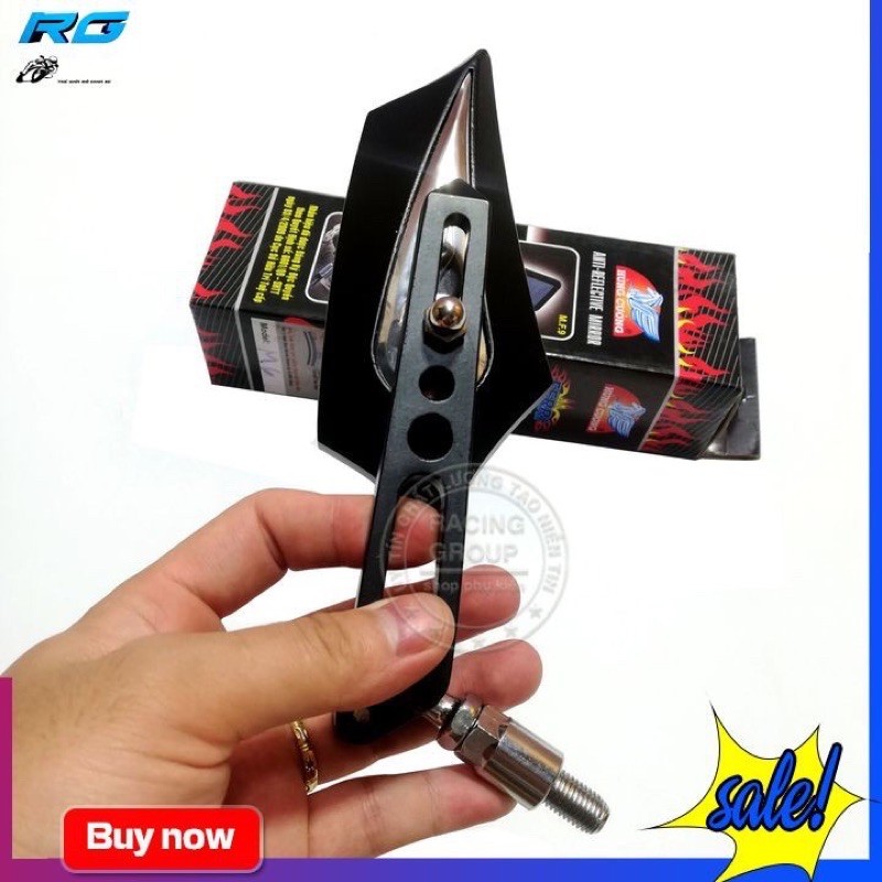 Gương xe máy mặt xanh F6 hình lá Hùng Cường.