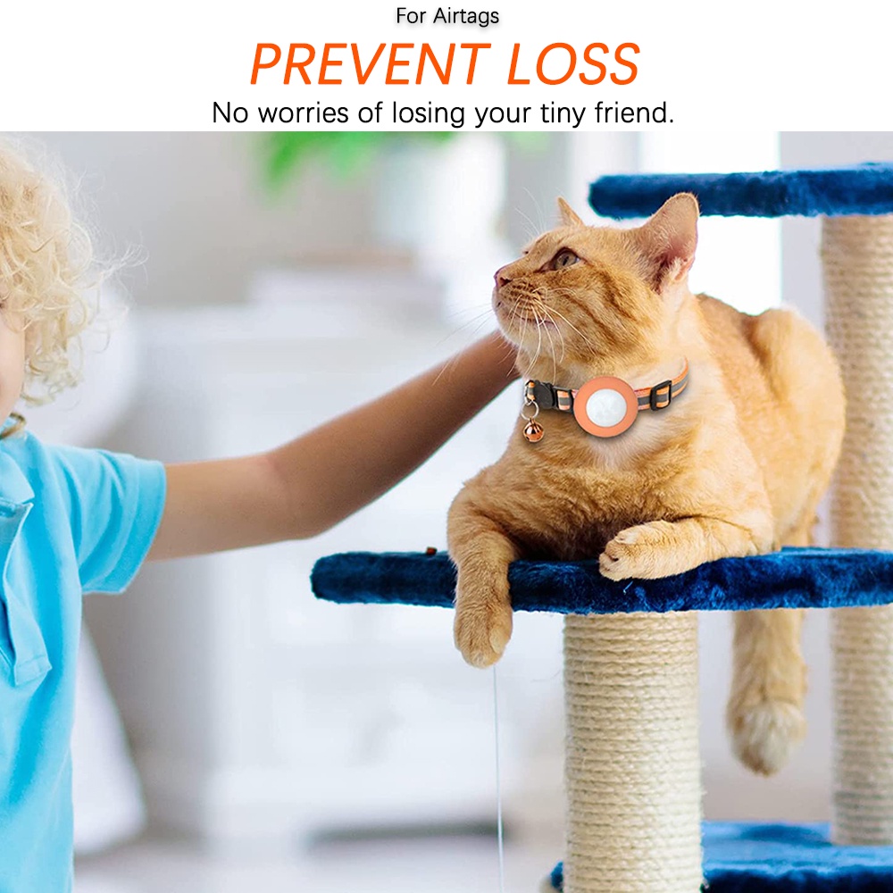 Ninki Vòng Cổ Cho Thú Cưng Có Chuông Và Chuông Chống Thấm Nước Rộng 3/8" Có Giá Đỡ Airtag Cho Thú Cưng Chó Mèo