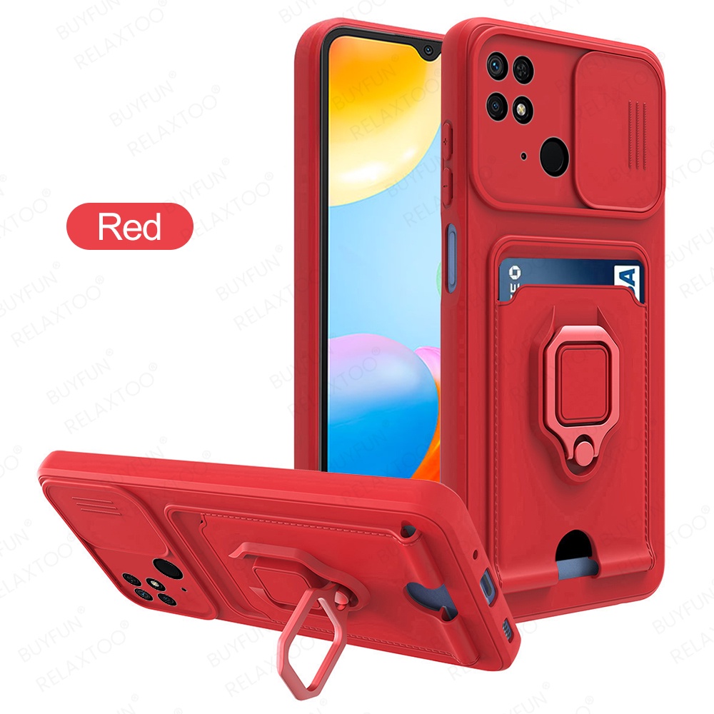 For Xiaomi Redmi 10C 6.71'' Slide Camera Lens Silicone Case For Xiaomi Redmi Redmi 10 C 10C 10C Card Slot Magnet Stand Covers