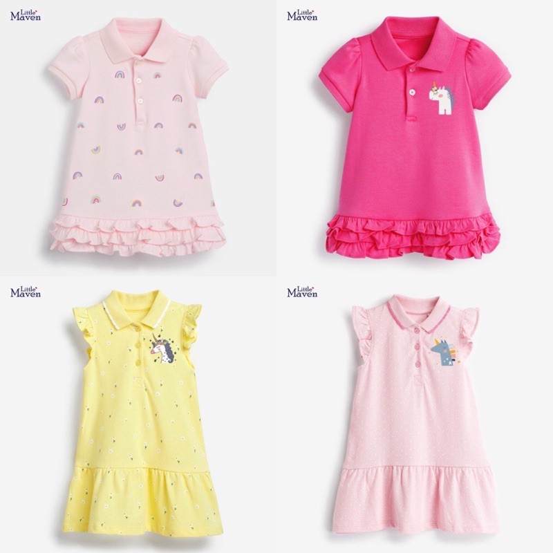 Váy polo bé gái Little Maven thun cotton chất đẹp