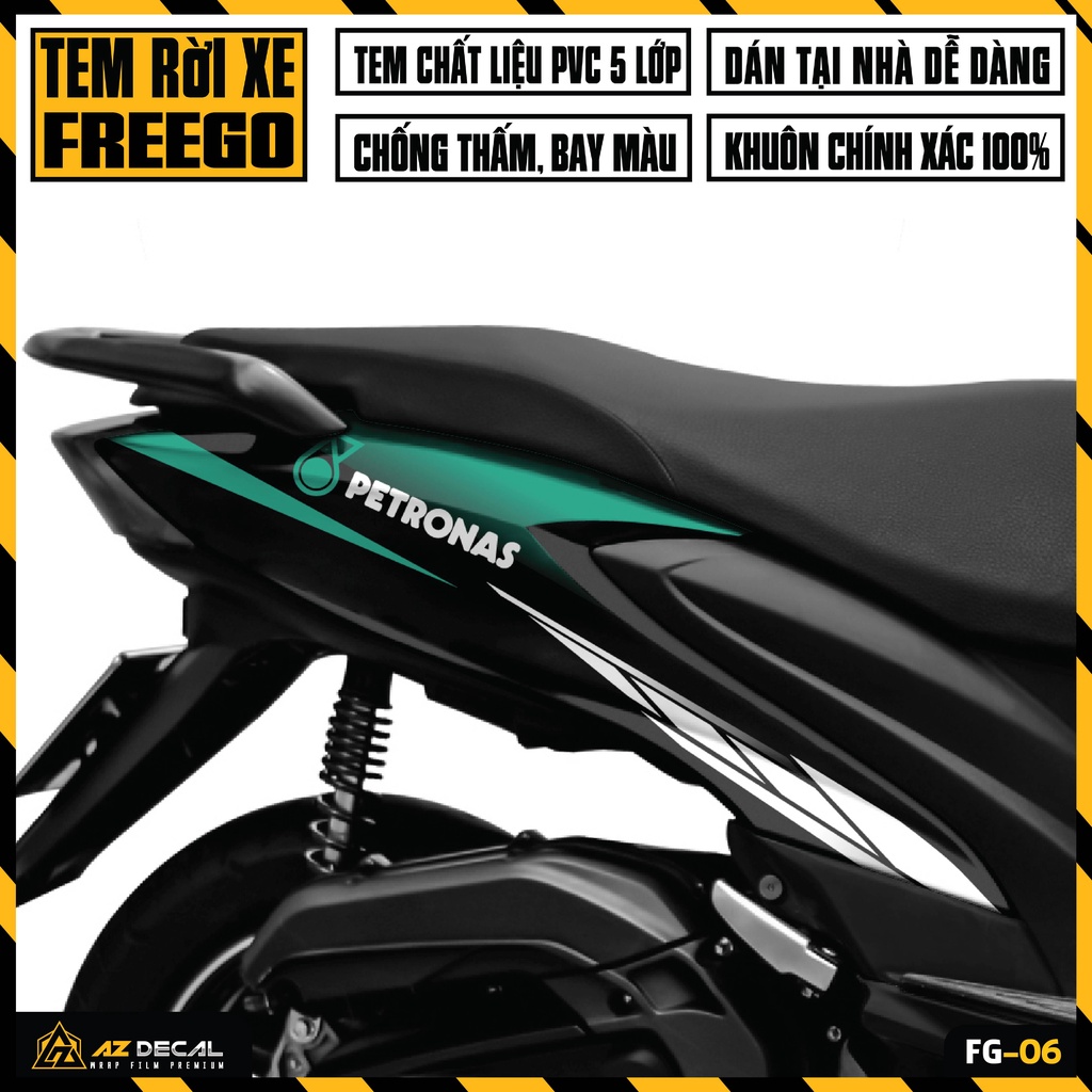 Tem Xe FreeGo 125 Mẫu Petronas | FG-06 | Decal Rời Dán Xe Yamaha FreeGo Đẹp, Chống Nước, Chống Phai Màu