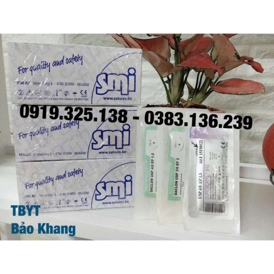 "Chỉ không tiêu đơn sợi Polymide 3/0 (Daclon nylon 3/0) - Kim tam giác 3/8, kim 24mm"