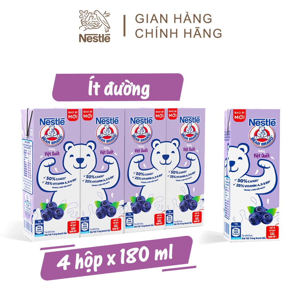 Thùng 48 hộp sữa Nestlé Gấu hương việt quất (48x180ml)