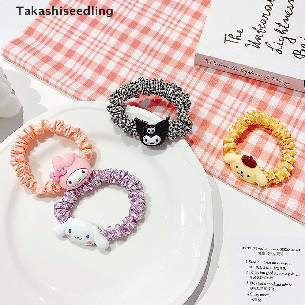 (Takashiseedling) Dây Cột Tóc Đuôi Ngựa Cỡ Lớn Màu Kẹo Ngọt Hoạt Hình Cinnamon Dog Lattic Girl Mùa Hè