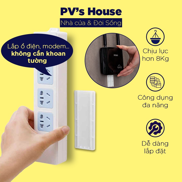 Miếng dán đa năng treo tường, dùng để gắn ổ cắm điện, cục modem wifi và các đồ vật khác