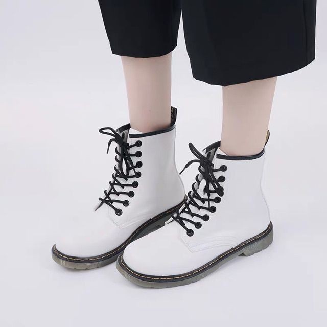 [ORDER ] Boots nữ cao cổ da PU đế bệt - Có ảnh thật