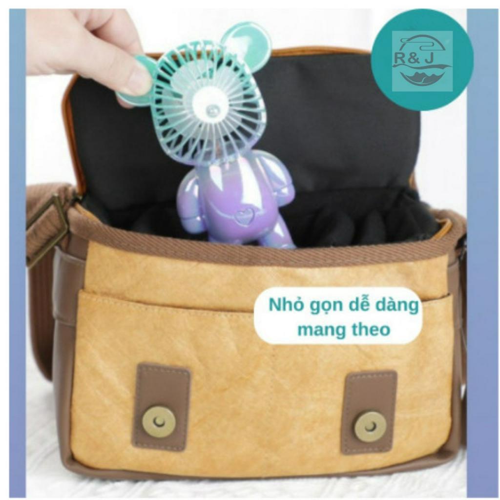 Quạt Gấu mini tích điện cầm tay hình gấu Bearbrick màu pastel siêu đẹp cổng sạc USB