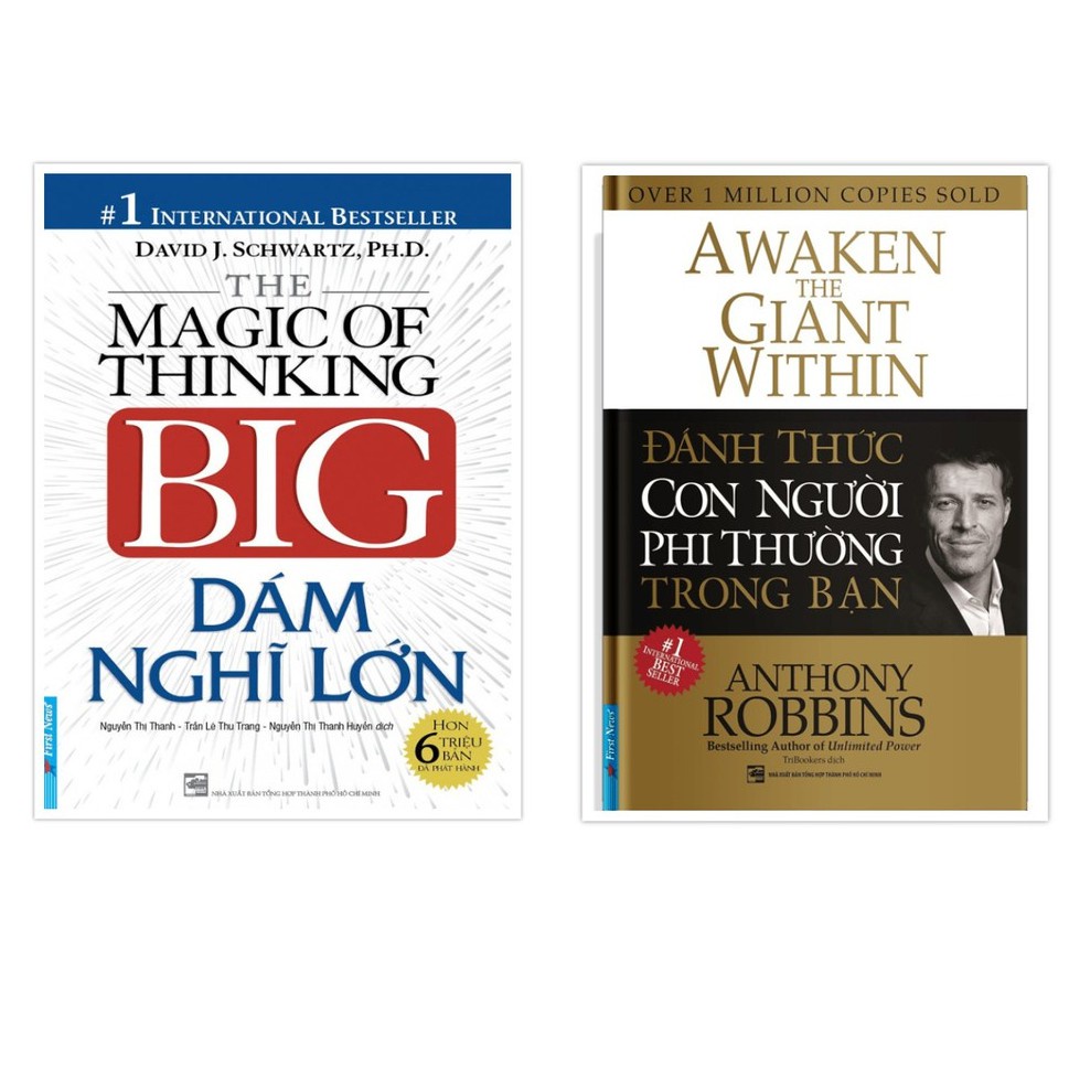 Sách - Combo Dám nghĩ lớn (Bìa cứng) + Đánh thức con người phi thường trong bạn (Bìa cứng) - FirstNews Tặng Kèm Bookmark