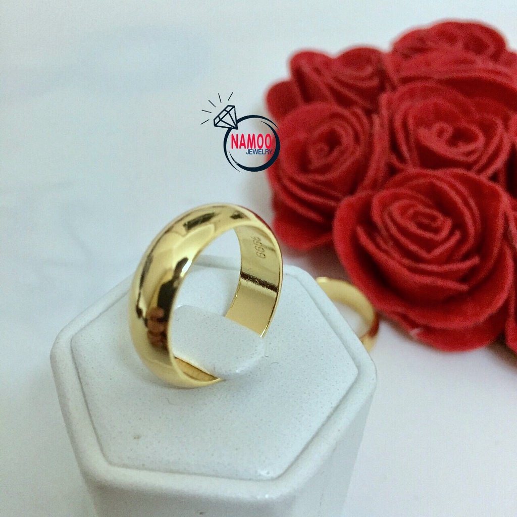 Nhẫn Trơn Nam Nữ Mạ Vàng N001 có khắc ký hiệu Namoo Jewelry