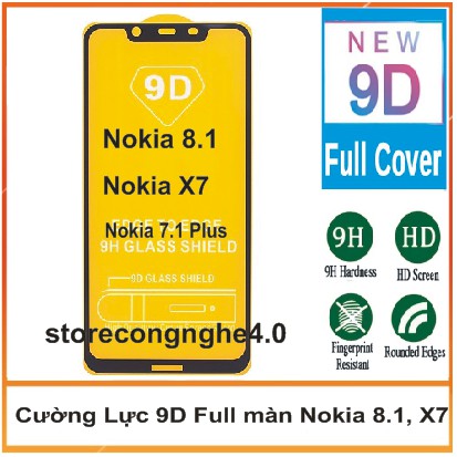 Nokia 8.1 - Kính Cường Lực 9D Full Màn Hình Đen