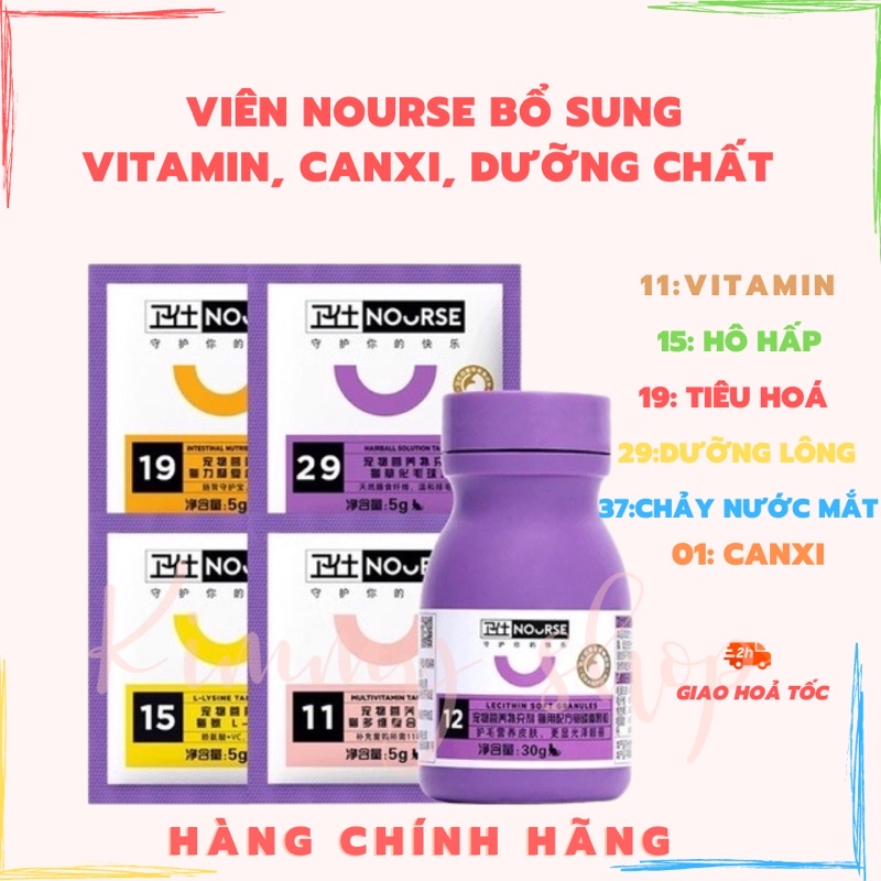 Viên Nhai Nourse bổ sung vitamin, canxi, dưỡng lông chó mèo( gói 10 viên)