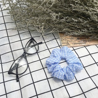 Cột Tóc Scrunchies Cotton Caro Xanh Dương Thời Trang Dành Cho Nữ Giới