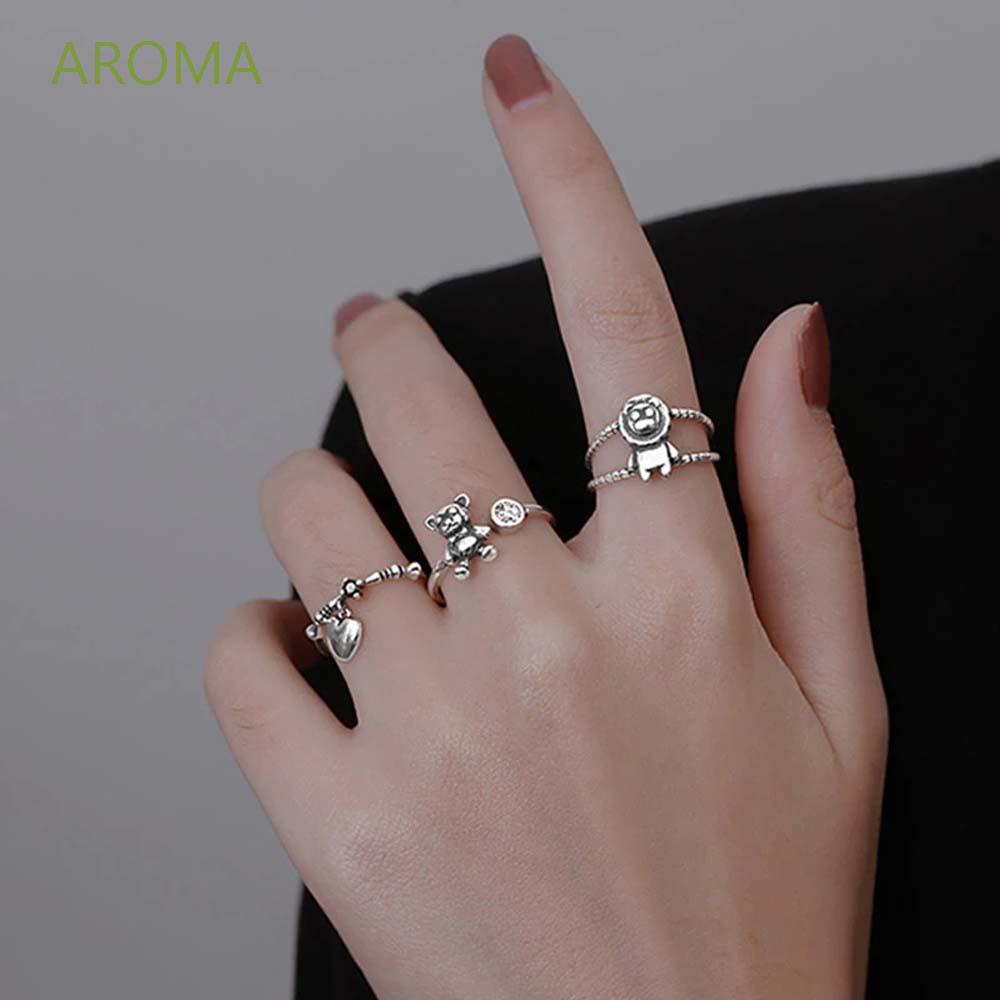 Nhẫn Đeo Tay Kim Loại Khắc Hình Trái Tim Vintage Cho Nữ