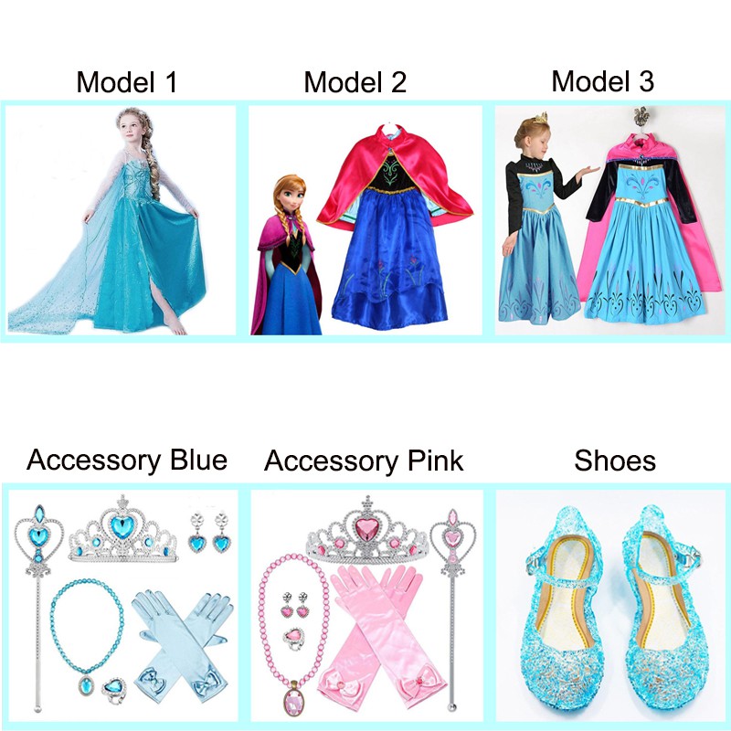 Kids Halloween Costume Cosplay Sequin Girl Frozen Elsa Anna Princess Fancy Dress Birthday Gift