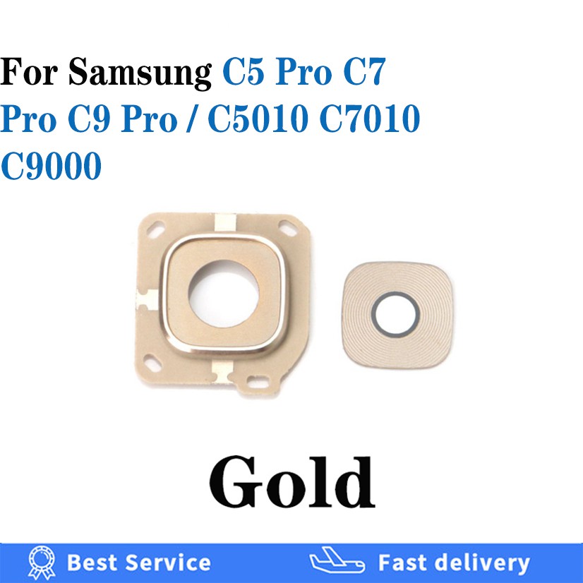 For Samsung Galaxy C5 C7 C9 Pro C5010 C7010 C9000 C5pro C7pro C9pro original binding rear back camera lens glass Cover with the frame holder with spare  parts of the sticker