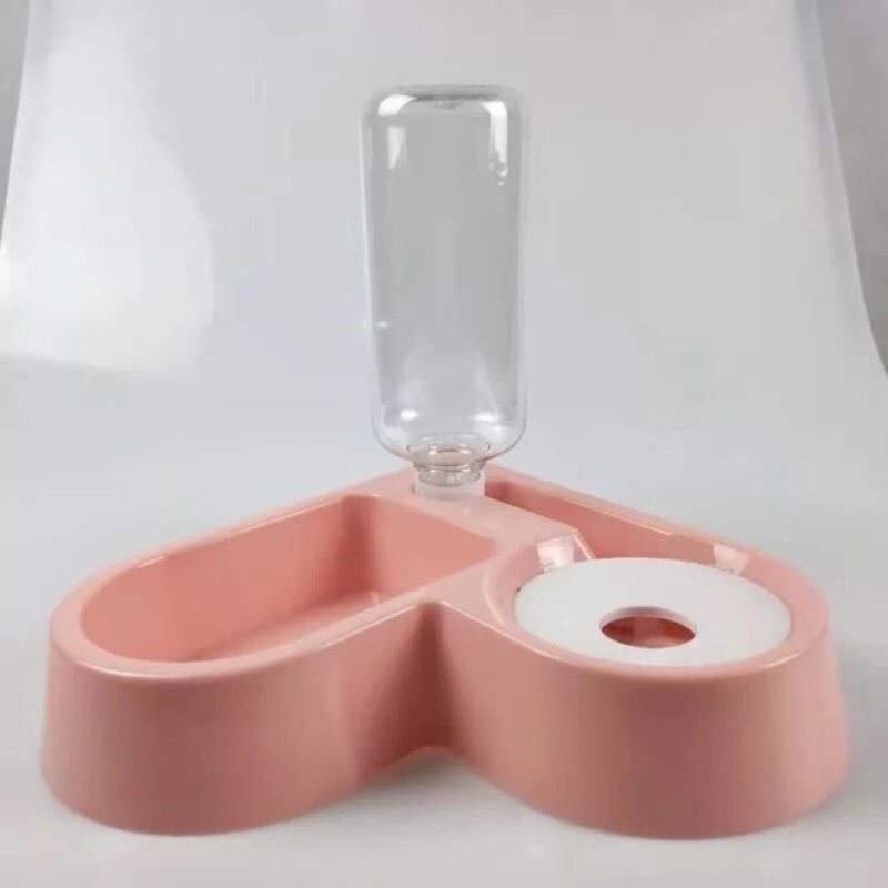 Bộ bát hạt nước tự động 2in1 hình trái tim cho thú cưng (kèm bình nước)