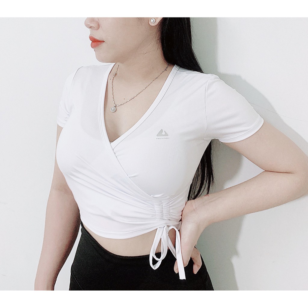 Áo Croptop Dây Rút NAQIYABEI  Nữ Tập Gym Yoga Aerobic Thể Thao Tay Đùi Siêu Đẹp Cá Tính Sexy Evasport | BigBuy360 - bigbuy360.vn