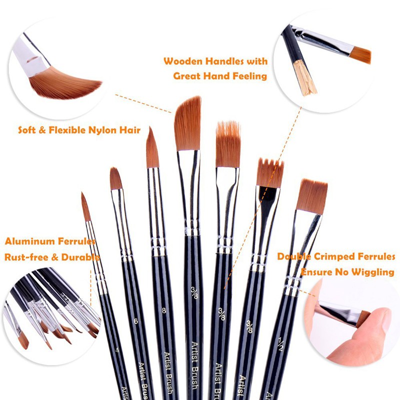 Bộ 12 Cọ Vẽ Tranh SeamiArt Bằng Nylon Nhiều Kiểu Dáng