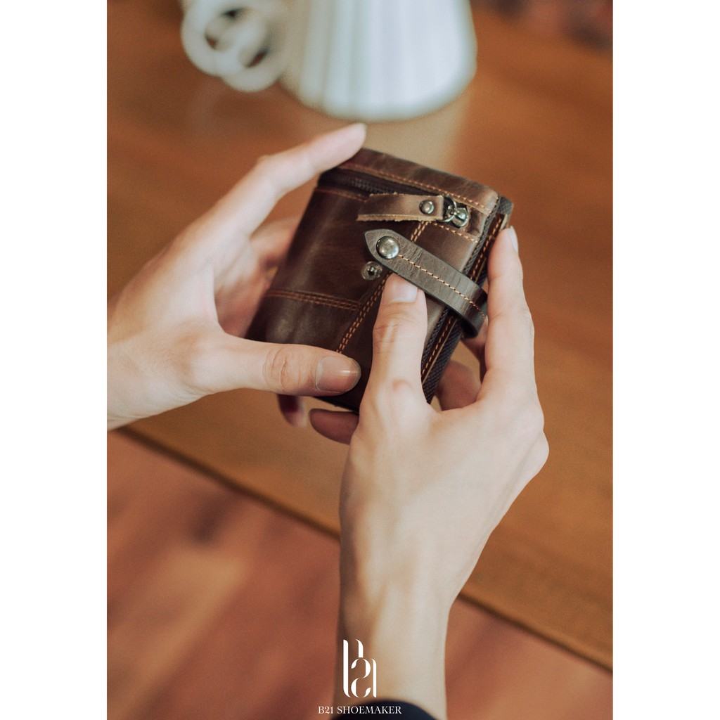 Bóp Da Nam Cao Cấp Da Bò Nhiều Ngăn Tiện Lợi Ví Nam Cao Cấp Phong Cách Cổ Điển Full Box - B21 Shoemaker