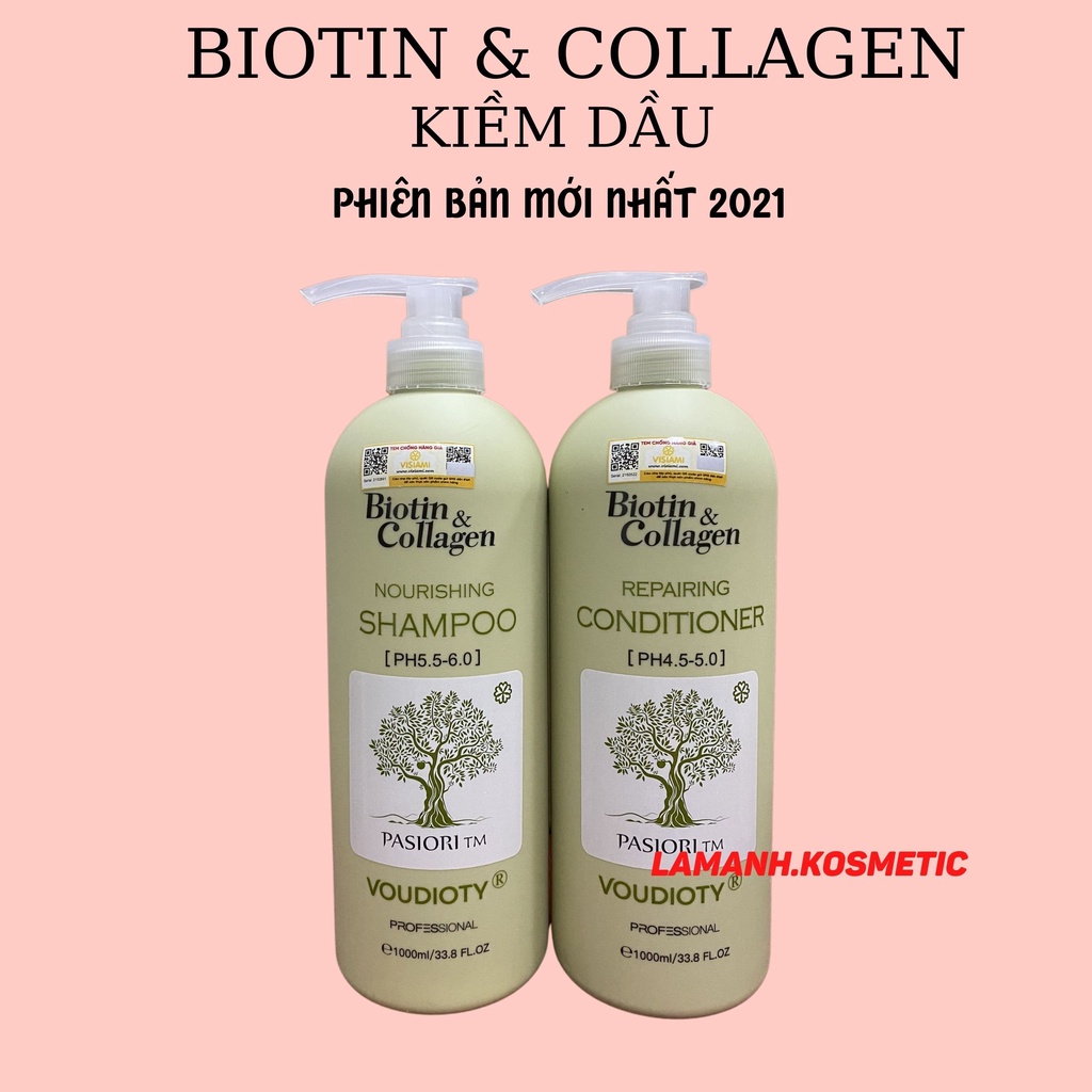 Dầu gội biotin &amp; collagen, kích thích mọc tóc chống rụng tóc, dầu gội biotin cặp 500ml – 1000ml  hàng chính hãng