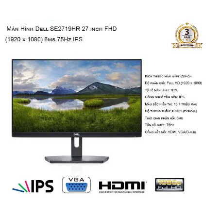 [Mã ELMS3TR giảm 7% đơn 2TR] Màn Hình DELL SE2719HR - Hàng Chính Hãng