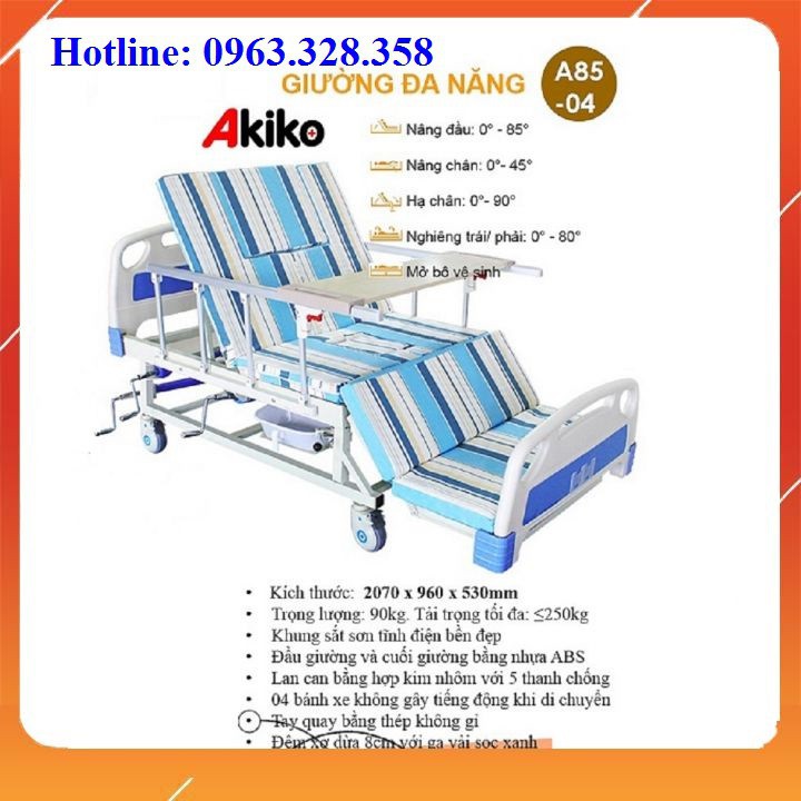 [chính hãng] Giường Bệnh 5 Tay Quay Akiko A85-04 - Tăng 01 bộ ga trải giường [thiet bi y te]