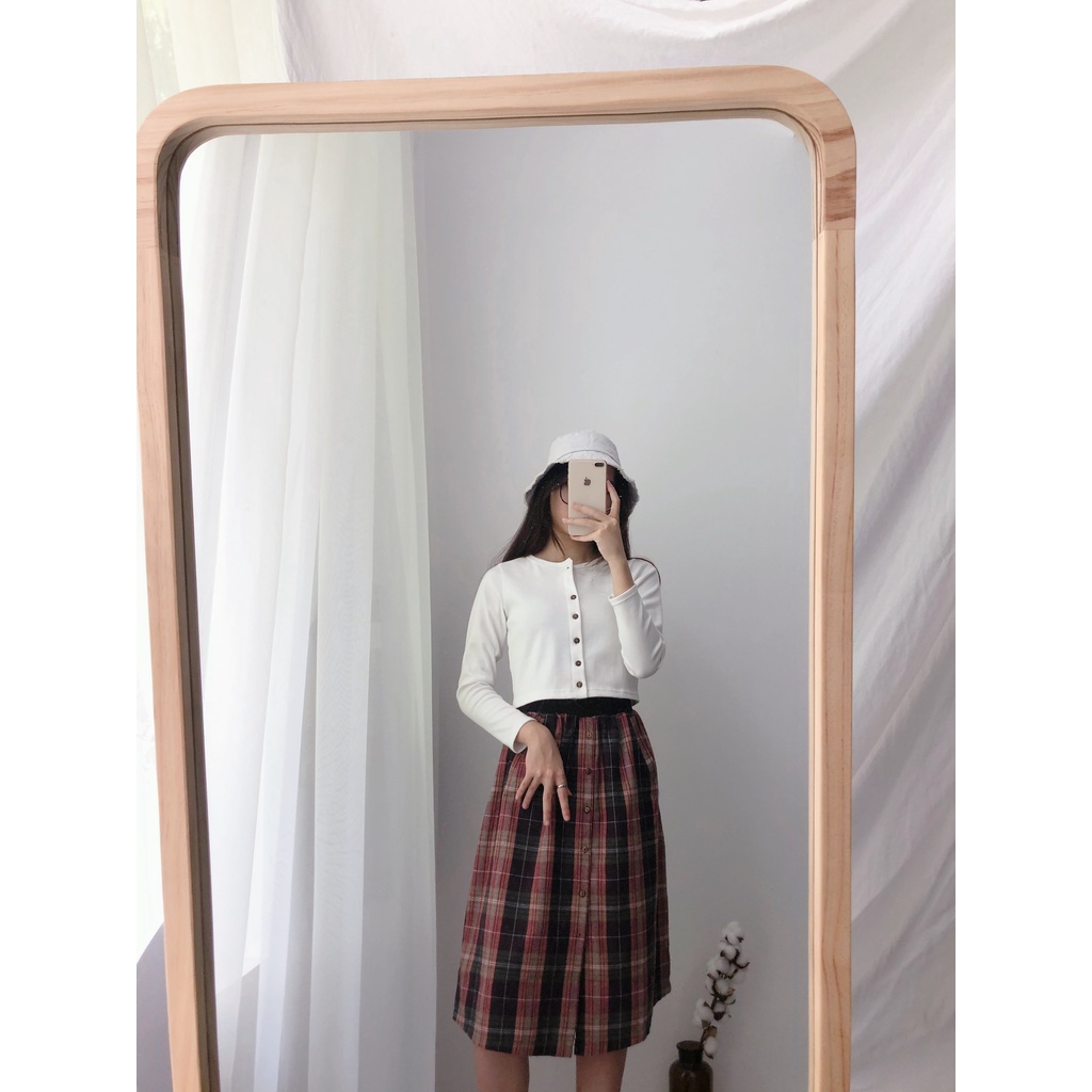 CHÂN VÁY DÀI CARO 1 HÀNG CÚC