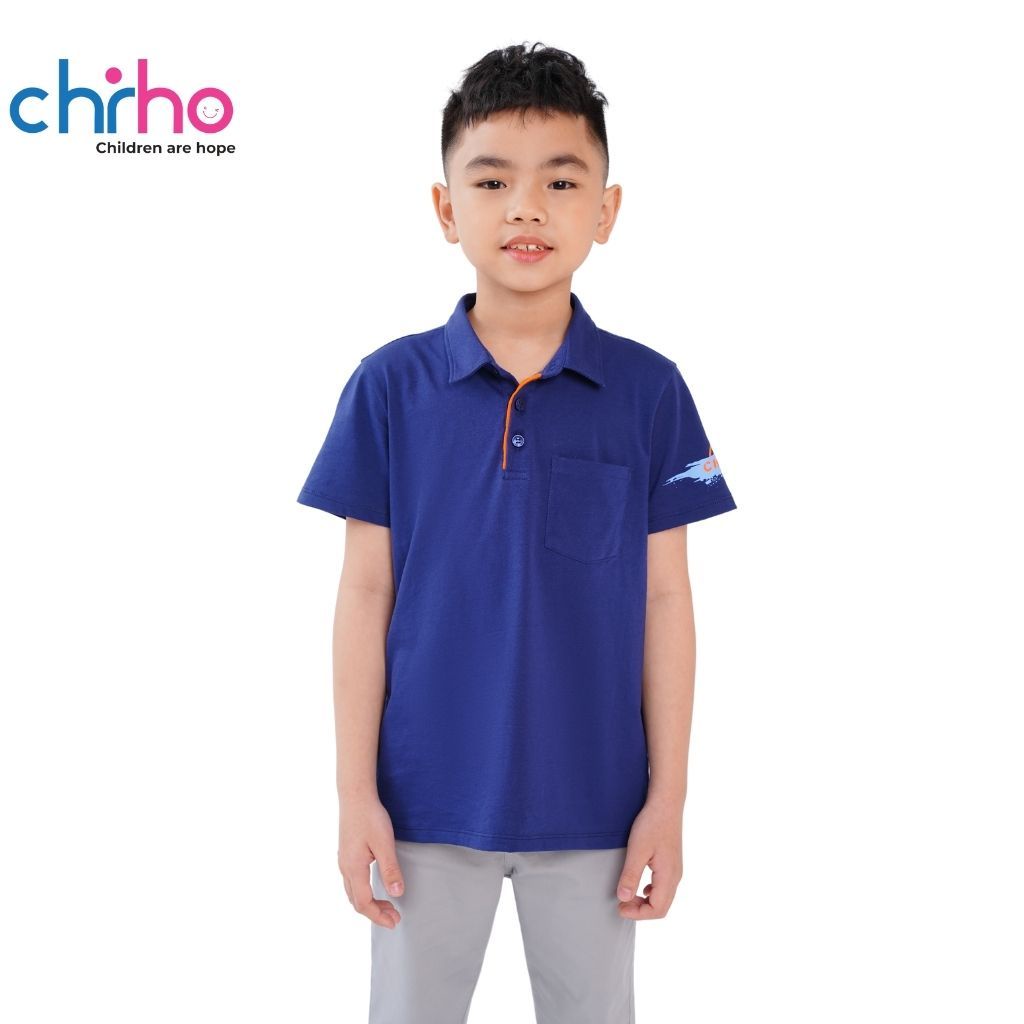 Áo Polo Cho Bé Trai CHIHO Chất Liệu Cotton Thoáng Mát Cổ Đức Cá Tính Cho Trẻ Từ 8 - 11 Tuổi BPS206R