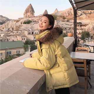 Áo phao béo mũ lông Hàn Quốc