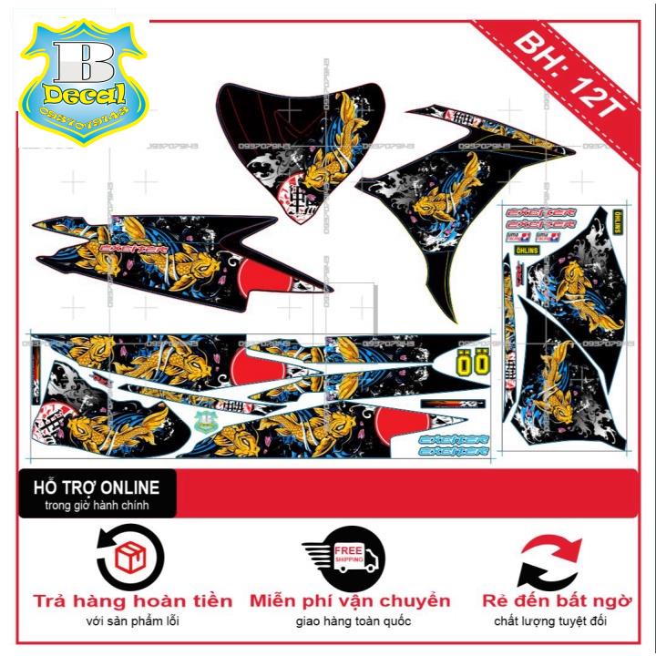 ( Quí khách vui lòng mang ra tiệm cho thợ dán ) Tem EX 2011 CÁ CHÉP DÁN XE ĐEN [Bi Decal]