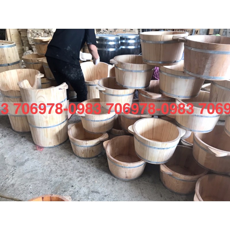 Chậu gỗ ngâm chân +tặng thảo dược