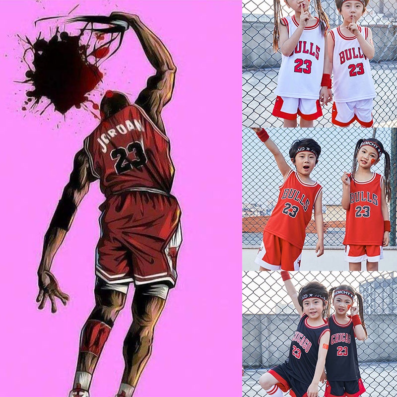 Set Đồ Thể Thao 2 Món Áo Ba Lỗ + Quần Short In Hình Đội Bóng Rổ Chicago Bulls Michael Jordan Số 23 3XS-2XL