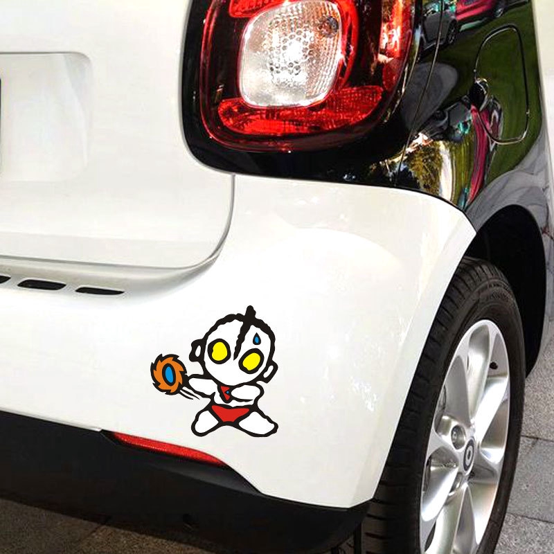 Sticker dán trang trí xe hơi hình siêu nhân điện quang đánh quái vật vui nhộn