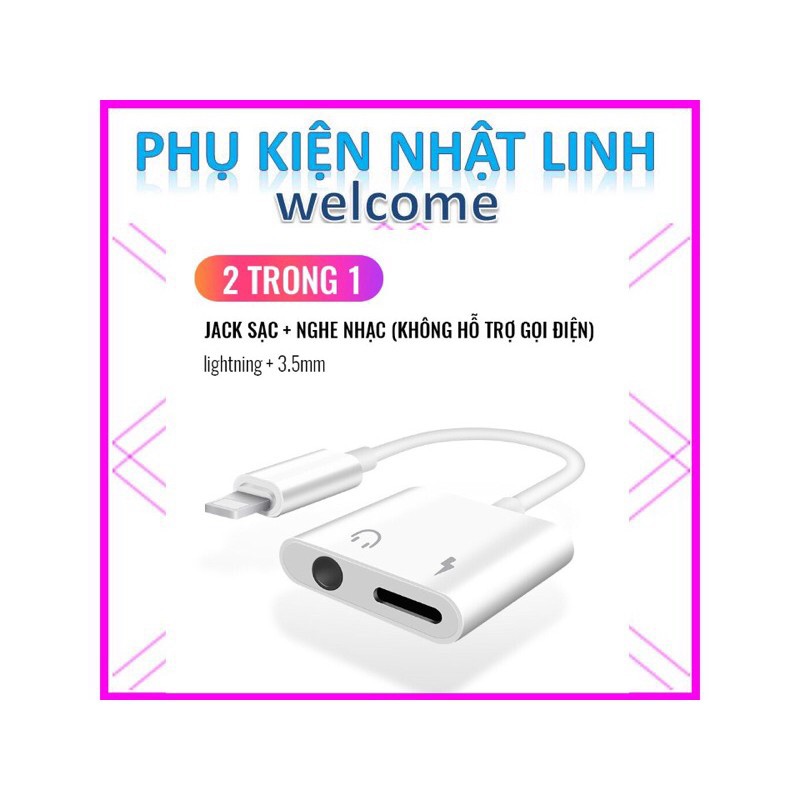 Jack Chuyển Đổi 2 Trong 1- Chia Cổng Lighting sang 3.5mm và chân lightning -  Vừa Sạc Vừa Sử Dụng Tai Nghe-Phụ Kiện Nhật