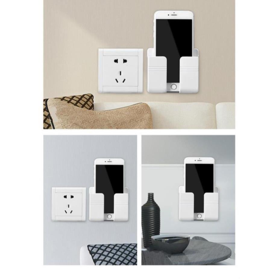 Kệ Dán Tường Để Điều Khiển, Giá Đỡ Sạc Điện Thoại Tiện Lợi - Có Móc Treo Giữ Dây Điện Nhựa ABS cao cấp Giá Gốc