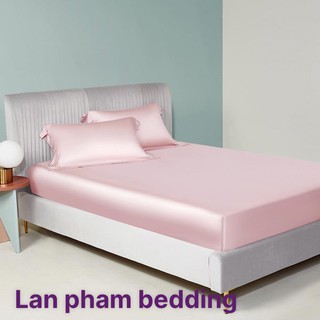 Drap Giường Ga Giường Lẻ Phi Lụa Lan Pham Bedding mềm Mát Mịn - Hồng Phấn